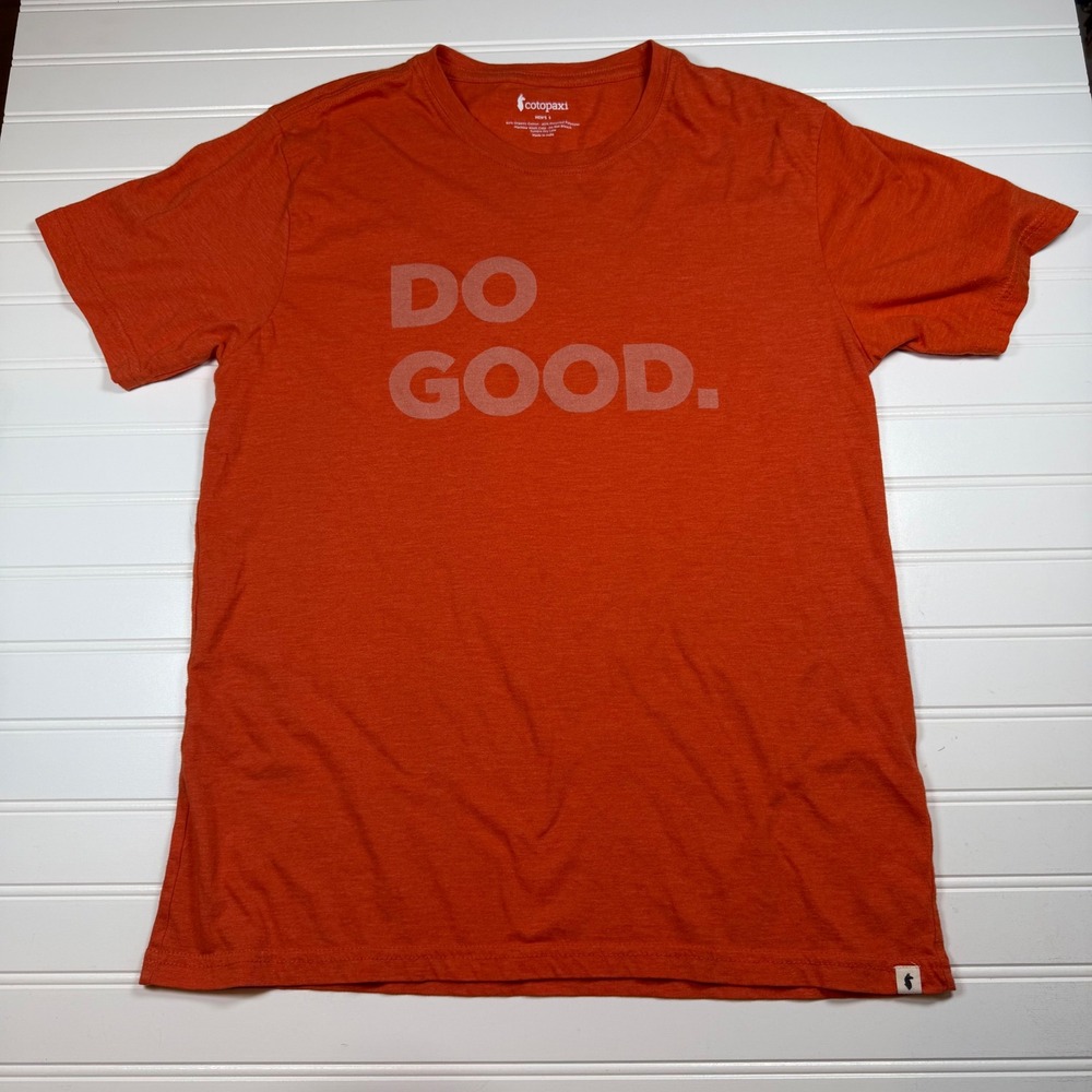 Cotopaxi Do Good Graphic T-Shirt Mens Small Burnt Orange Organic Cotton Blend